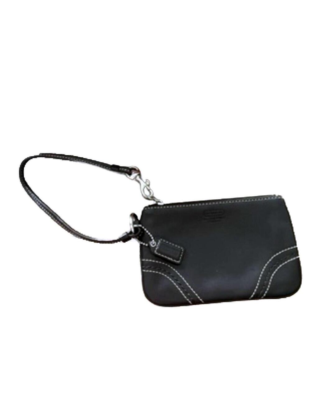 Coach Brown Leather Wristlet Zip Clutch Wallet